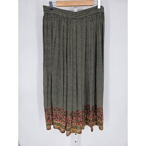 Cross Towne Women's Multicolored Geometric Floral Rayon Maxi Skirt Size 2X